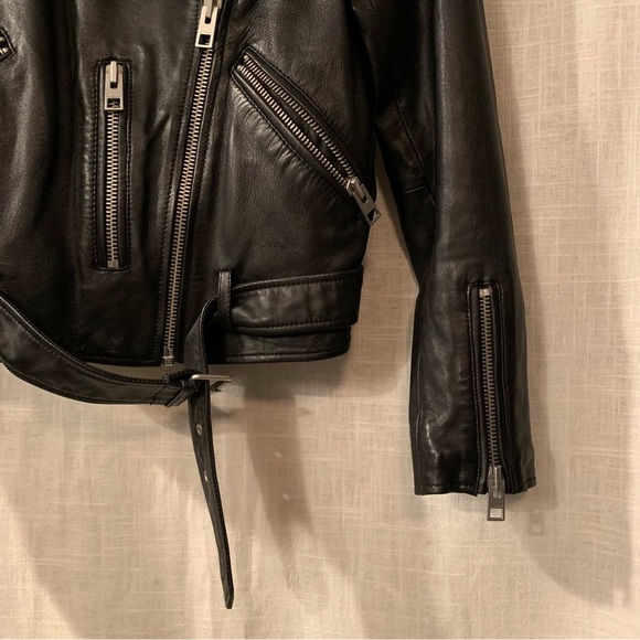 All saints sheep leather bomber jacket size 4 - Picture 4 of 11
